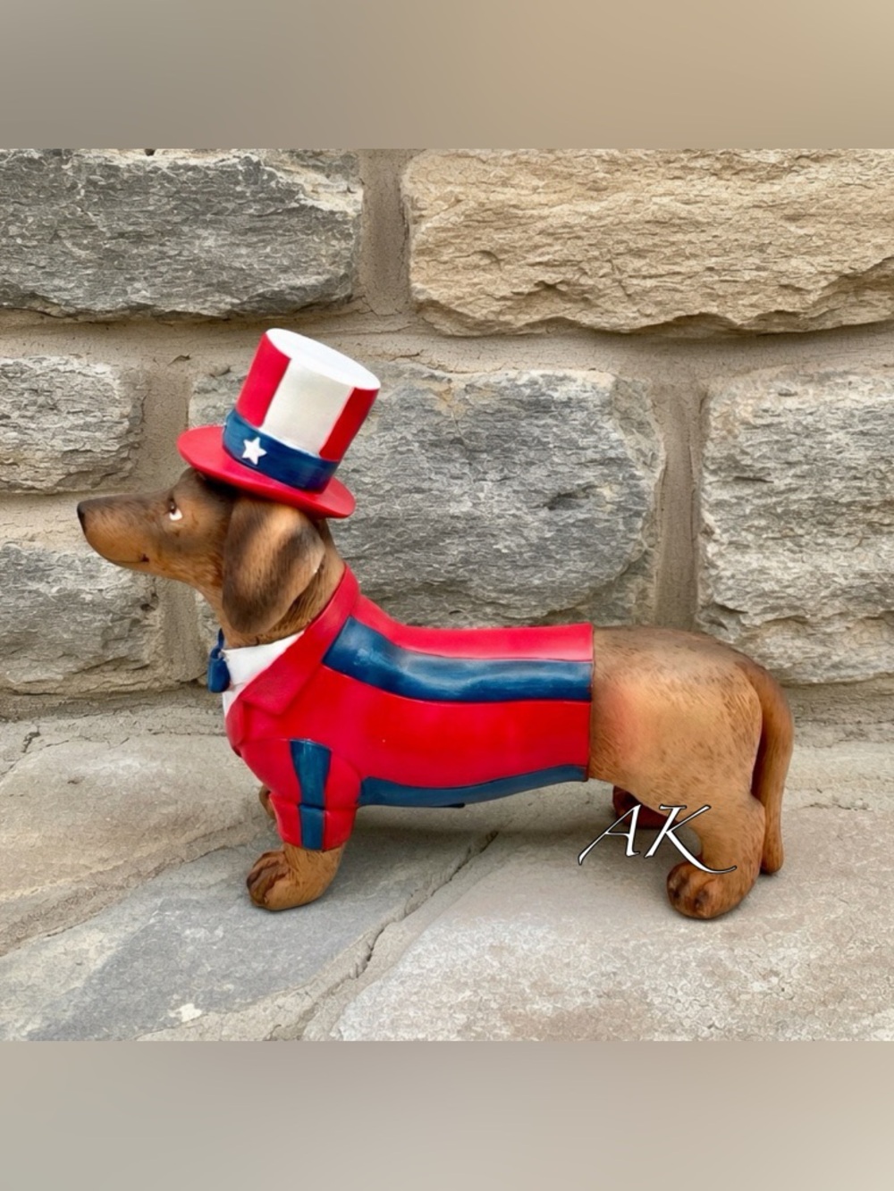Humane Society Dachshund in Patriotic Attire Figurine Statute 🐾 Doxie Wiener